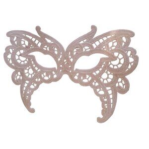 Embroidered Mardi Gras Mask 8 1/2 x 5 1/2  White Decorate Add stick Ribbons Jewe